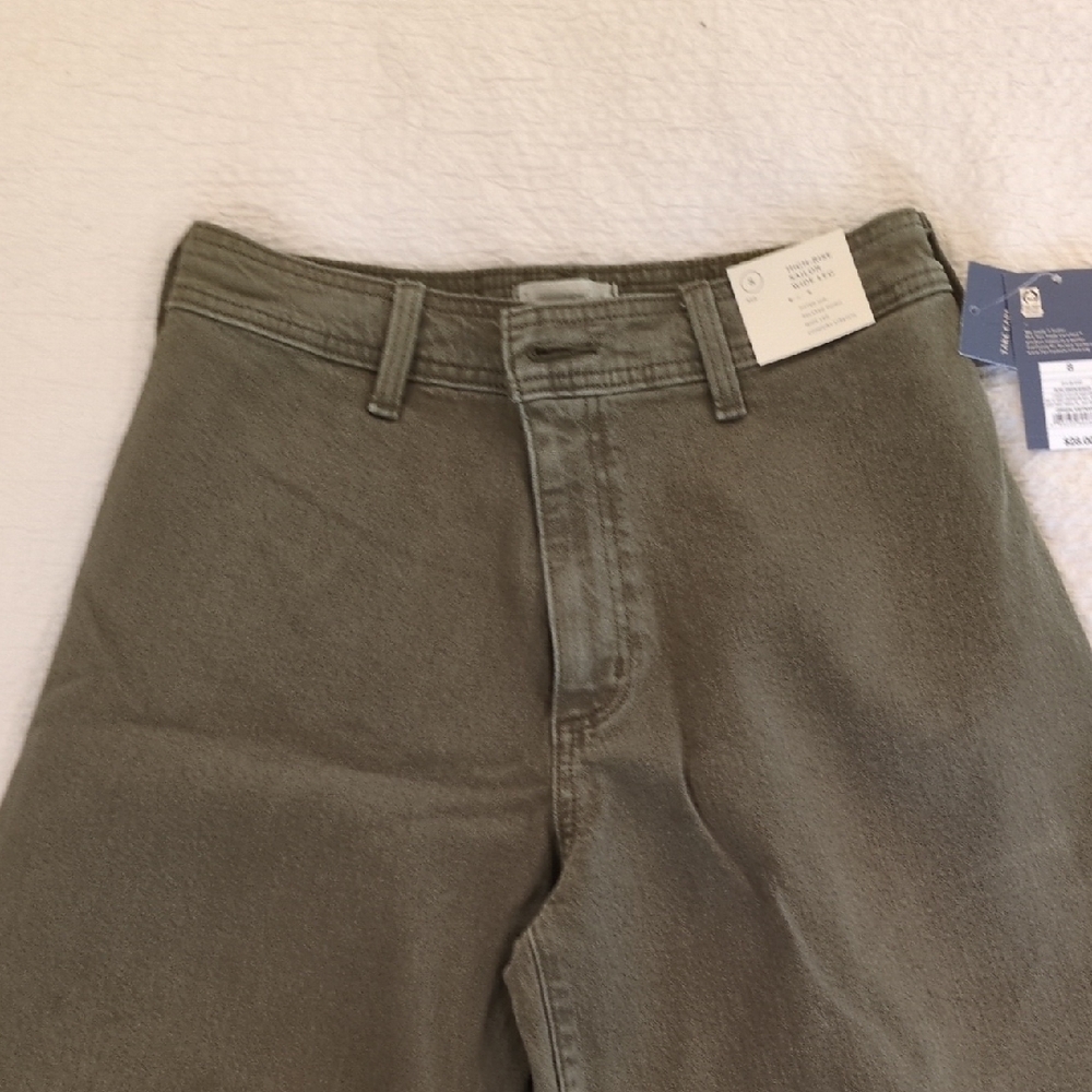 Universal Thread High Rise Sailor Wide Leg Olive Green Denim Jeans. Size 8